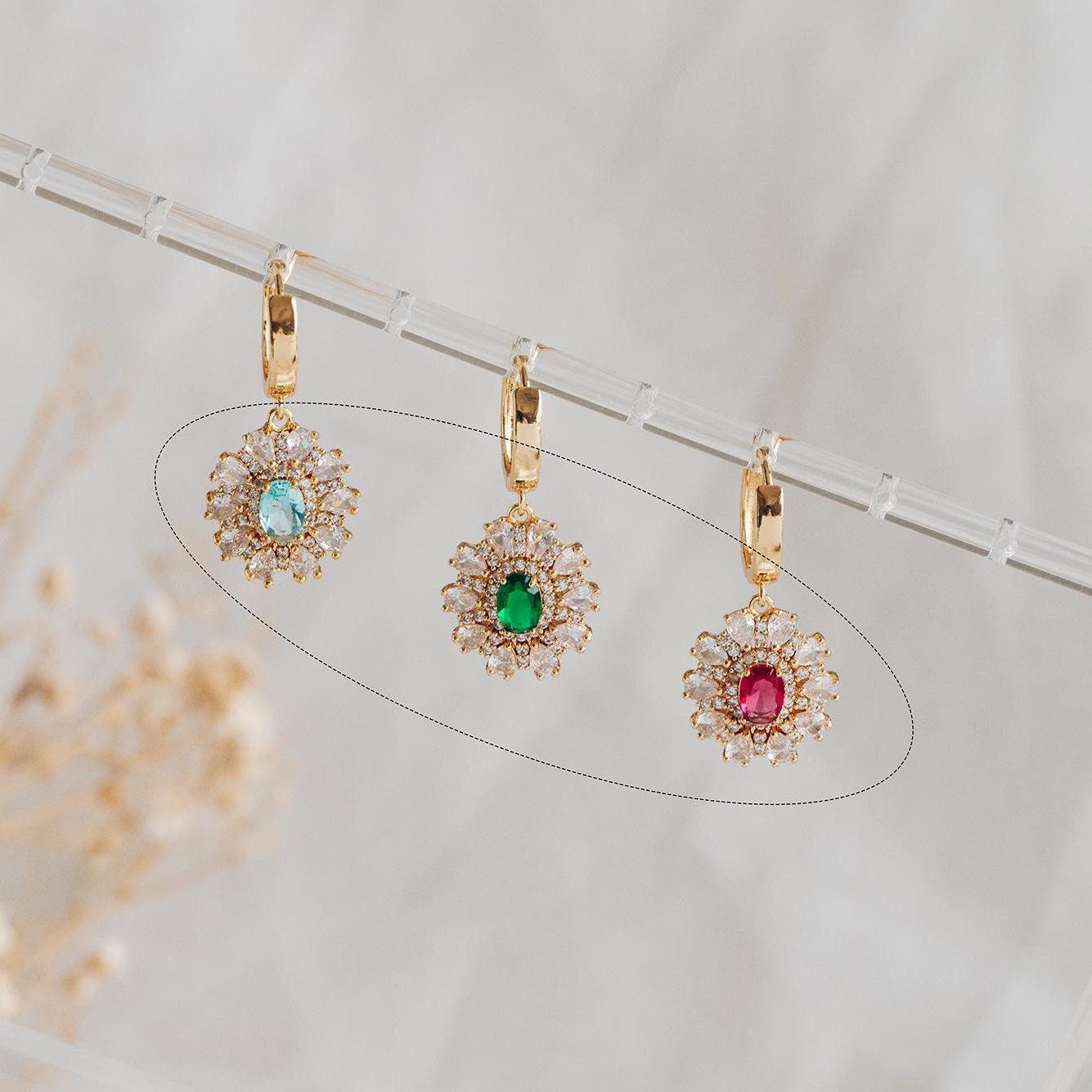 4pcs CZ Pave Gold Earring Charm, Cubic Drop Pendant, Cubic Charm, Bridal Earring, Wedding Jewelry, Wedding Earrings Charm (GB-3011)